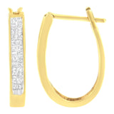 10K Yellow Gold 1/2 Cttw Invisible Set Princess-cut Diamond Hoop Earrings (H-I Color, SI2-I1 Clarity)-1 thumbnail 2