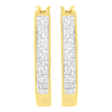 10K Yellow Gold 1/2 Cttw Invisible Set Princess-cut Diamond Hoop Earrings (H-I Color, SI2-I1 Clarity)-3 thumbnail 4