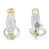 14K Two-Toned Gold Round and Princess Cut Diamond Earrings (0.5 cttw, H-I Color, SI2-I1 Clarity)-2 thumbnail 3