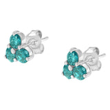 14KT White Gold Treated Blue Diamond Trio Stud Earrings (1 1/3 cttw, Blue)-4 thumbnail 5
