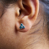 14KT White Gold Treated Blue Diamond Trio Stud Earrings (1 1/3 cttw, Blue)-2 thumbnail 3