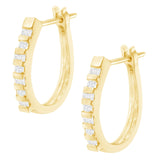 10K Yellow Gold Round and Baguette Cut Diamond Oblong Hinged Leverback Hoop Earrings (¼ Cttw, I-J Color, I2-I3 Clarity)-4 thumbnail 5