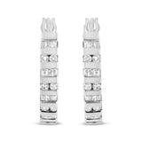 10K Gold Round and Baguette-Cut Diamond Hoop Earrings (I-J Color, I2-I3 Clarity)-2 thumbnail 3