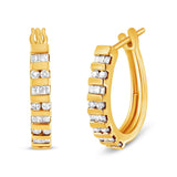 10K Gold Round and Baguette-Cut Diamond Hoop Earrings (I-J Color, I2-I3 Clarity)-1 thumbnail 2