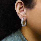 10K Gold Round and Baguette-Cut Diamond Hoop Earrings (I-J Color, I2-I3 Clarity)-4 thumbnail 5