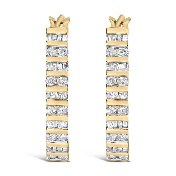 10K Yellow Gold 1.0 Cttw Alternating  Diamond 