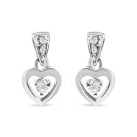14K White Gold 1/6 Cttw Diamond Dangle Heart Stud Earrings (H-I, SI2-I1)