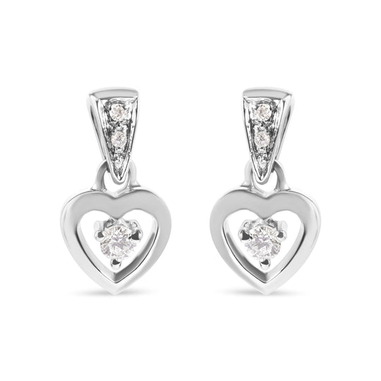 14K White Gold 1/6 Cttw Diamond Dangle Heart Stud Earrings (H-I, SI2-I1)-0