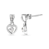 14K White Gold 1/6 Cttw Diamond Dangle Heart Stud Earrings (H-I, SI2-I1)-3 thumbnail 4