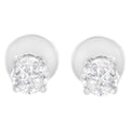 14K white gold stud earrings with 2 round diamond stones in solitaire settings