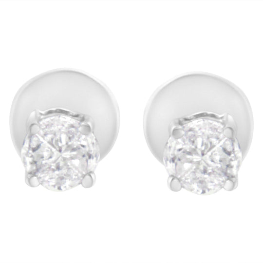 14K White Gold 1/2 Cttw Pie-Cut Diamond Solitaire Stud Earrings (H-I Color, SI1-SI2 Clarity)-0