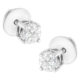 14K White Gold 1/2 Cttw Pie-Cut Diamond Solitaire Stud Earrings (H-I Color, SI1-SI2 Clarity)-1 thumbnail 2