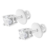 14K White Gold 1/2 Cttw Pie-Cut Diamond Solitaire Stud Earrings (H-I Color, SI1-SI2 Clarity)-4 thumbnail 5