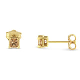 IGI Certified 14k Yellow Gold 4-Prong Set Princess-Cut Solitaire Diamond Push Back Stud Earrings (L-M Color, I1-I2 Clarity)-3 thumbnail 4
