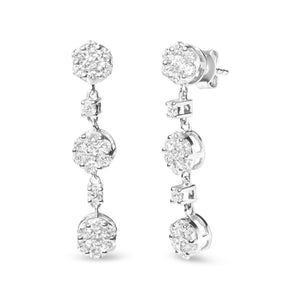 14K White Gold 2.00 Cttw Diamond Composite Cluster Floral Drop Earrings (I-J Color, I1-I2 Clarity)-1