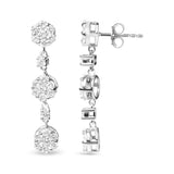 14K White Gold 2.00 Cttw Diamond Composite Cluster Floral Drop Earrings (I-J Color, I1-I2 Clarity)-3 thumbnail 4