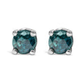 925 sterling silver stud earrings with 2 round diamond stones