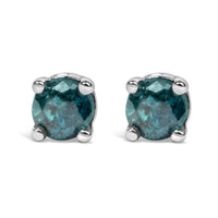 .925 Sterling Silver 0.15 Cttw Round Brilliant-Cut Diamond Classic 4-Prong Stud Earrings