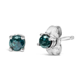.925 Sterling Silver 0.15 Cttw Round Brilliant-Cut Diamond Classic 4-Prong Stud Earrings-2 thumbnail 3