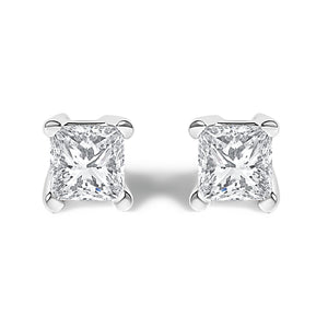 14K White Gold Princess Cut Lab-Grown Diamond Solitaire Stud Earrings (F-G Color, VS2-SI1 Clarity)-1