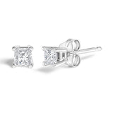 .925 Sterling Silver 1/4 Cttw Princess-Cut Diamond Solitaire Stud Earrings (H-I Color, I3 Clarity)-1 thumbnail 2