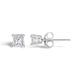 .925 Sterling Silver 1/4 Cttw Princess-Cut Diamond Solitaire Stud Earrings (H-I Color, I3 Clarity)-3 thumbnail 4