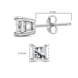.925 Sterling Silver 1/4 Cttw Princess-Cut Diamond Solitaire Stud Earrings (H-I Color, I3 Clarity)-4 thumbnail 5