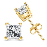 AGS Certified 14k Yellow Gold 1/4 cttw 4-Prong Set Princess-Cut Solitaire Diamond Push Back Stud Earrings (F-G Color, SI2-I1 Clarity)-3 thumbnail 4