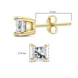 AGS Certified 14k Yellow Gold 1/4 cttw 4-Prong Set Princess-Cut Solitaire Diamond Push Back Stud Earrings (F-G Color, SI2-I1 Clarity)-4 thumbnail 5