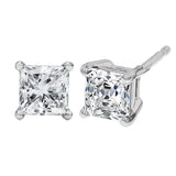 14K White Gold Princess Cut Lab-Grown Diamond Solitaire Stud Earrings (F-G Color, VS2-SI1 Clarity)-2 thumbnail 3