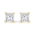 IGI Certified 14k Yellow Gold 4-Prong Set Princess-Cut Solitaire Diamond Push Back Stud Earrings (L-M Color, I1-I2 Clarity)-0
