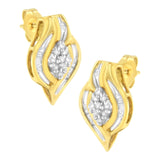 10K Yellow Gold 1/3 cttw Round-Cut Diamond Cluster and Swirl Stud Earrings (J-K Clarity, I2-I3 Color)-0 thumbnail 1