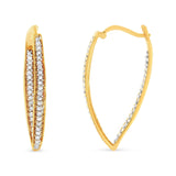 10K Yellow Gold 1/2 Cttw Round-Cut Diamond Modern Hoop Earrings (I-J Color, I2-I3 Clarity)-1 thumbnail 2