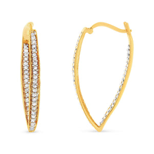 10K Yellow Gold 1/2 Cttw Round-Cut Diamond Modern Hoop Earrings (I-J Color, I2-I3 Clarity)-1