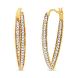 10K Yellow Gold 1/2 Cttw Round-Cut Diamond Modern Hoop Earrings (I-J Color, I2-I3 Clarity)-3 thumbnail 4