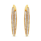 10K Yellow Gold 1/2 Cttw Round-Cut Diamond Modern Hoop Earrings (I-J Color, I2-I3 Clarity)-4 thumbnail 5