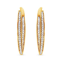 10K Yellow Gold 1/2 Cttw Round-Cut Diamond Modern Hoop Earrings (I-J Color, I2-I3 Clarity)