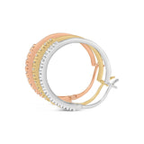 14K Tri-Toned Gold 1/3 Cttw Diamond Triple Hoop Earrings (I-J Color, I2-I3 Clarity) - 22 MM-3 thumbnail 4