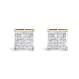 10K yellow gold ring with invisible-set princess diamond stones thumbnail 1
