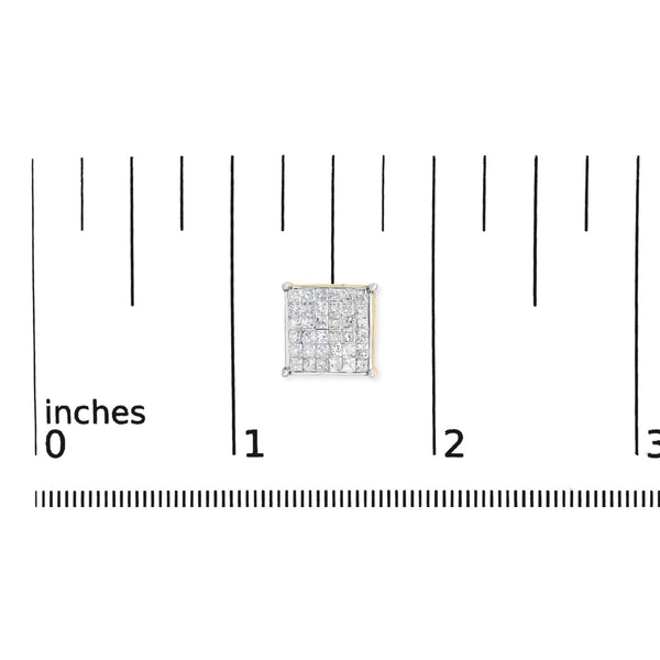 10K Yellow Gold 2.0 Cttw Invisible-Set Princess-Cut Diamond Stud Earrings