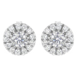 14k White Gold 1 cttw Diamond Halo Stud Earrings (I-J Clarity, I1-I2 Color)-3 thumbnail 4