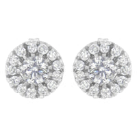 14k White Gold 1 cttw Diamond Halo Stud Earrings (I-J Clarity, I1-I2 Color)