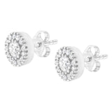 14k White Gold 1 cttw Diamond Halo Stud Earrings (I-J Clarity, I1-I2 Color)-4 thumbnail 5