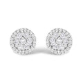 14K white gold ring with round diamond stones in a halo cluster setting