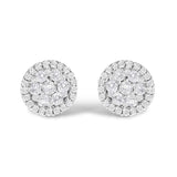 14K white gold ring with round diamond stones in a halo cluster setting thumbnail 1