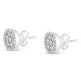 AGS Certified 14K White Gold 1.0 Cttw Brilliant-Cut Diamond Halo-Style Cluster Round Button Stud Earrings (G-H Color, I1-I2 Clarity)-4 thumbnail 5