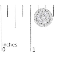14K White Gold 1.0 Cttw Brilliant-Cut Diamond Halo-Style Cluster Round Button Stud Earrings (H-I Color, I1-I2 Clarity)