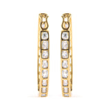 10K Yellow Gold 1.00 Cttw Round and Baguette-Cut Diamond U-Hoop Earrings (H-I Color, SI2-I1 Clarity)-3 thumbnail 4