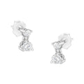 14K white gold dangle stud earrings with 4 round diamond stones