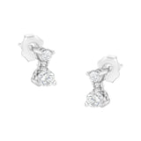 14K white gold dangle stud earrings with 4 round diamond stones thumbnail 1